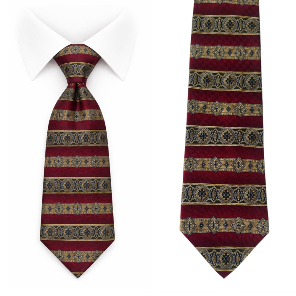 Roundtree & Yorke Men Handmade Silk Neck Tie Quiet Luxury Old Money Regency Silk